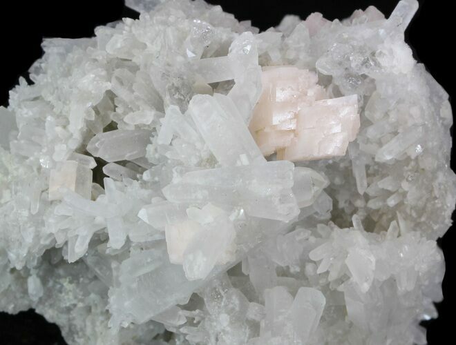 Pink Dolomite On Quartz Crystals - China #32683